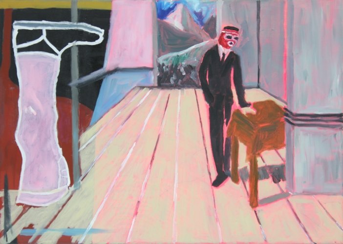 Stiefel fürs Margrittemuseum<br /><br />2007<br />Oil on canvas<br />50 x 70 x 2 cm